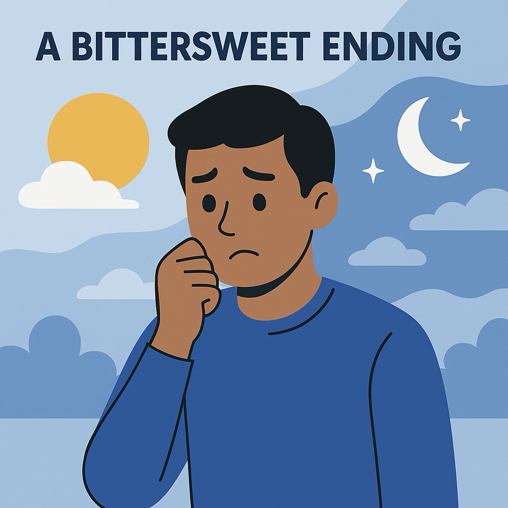 A Bittersweet Ending - Illustration showing the mixed emotions of ending an internship